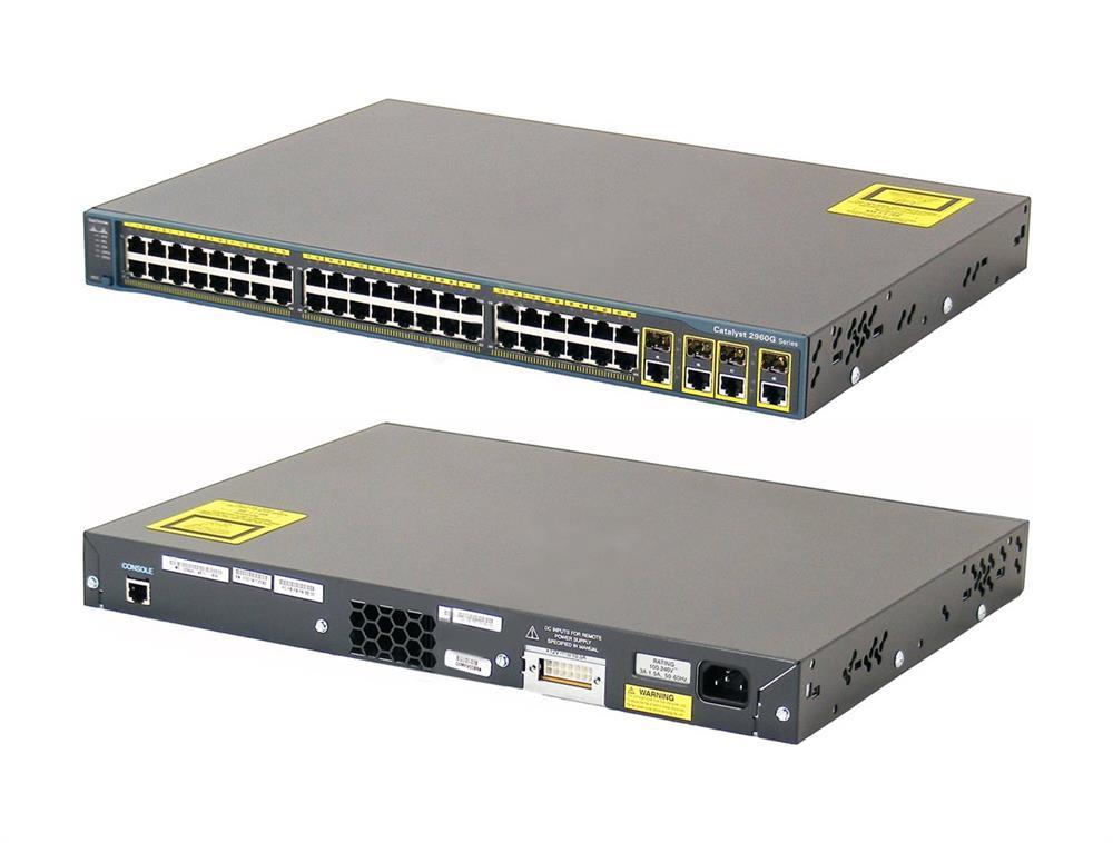WS-C2960G-48TC-L-RF Cisco 44-Ports RJ-45 Manageable Layer2 Desktop and Rack-mountable Ethernet Switch with 4x Shared SFP Slots (Refurbished)