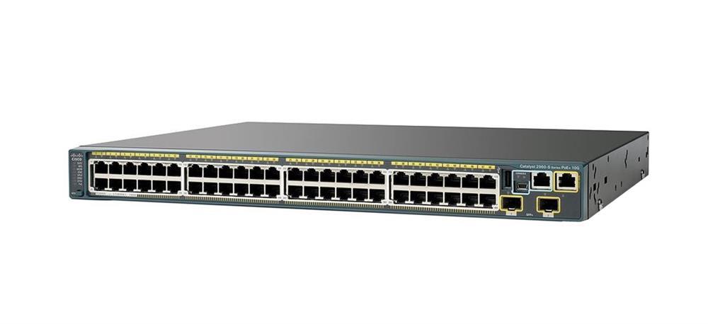 WS-C2960S-48FPD-L-WS Cisco Catalyst 2960s 48-Ports 10/100/1000 RJ-45 PoE Manageable Layer2 Rack-mountable 1U Ethernet Switch with 2x 10 Gigabit SFP+ Prots (Refurbished)