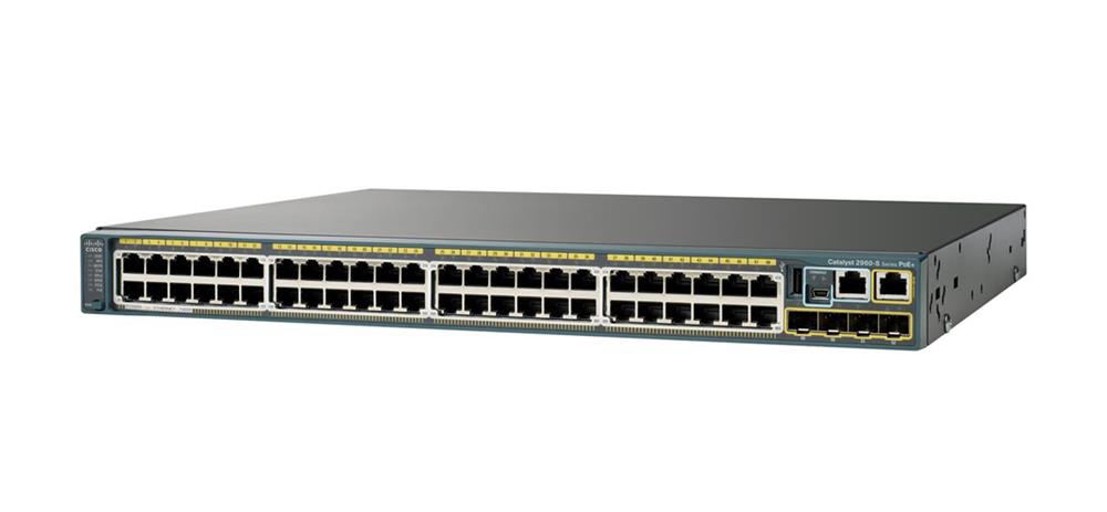 WS-C2960S-48FPS-L Cisco Catalyst 2960 48-Ports 10/100/1000Base-T RJ-45 PoE Manageable Layer2 Rack-mountable and Stackable Ethernet Switch with 4x SFP Ports and mini-GBIC Uplink Port (Refurbished)