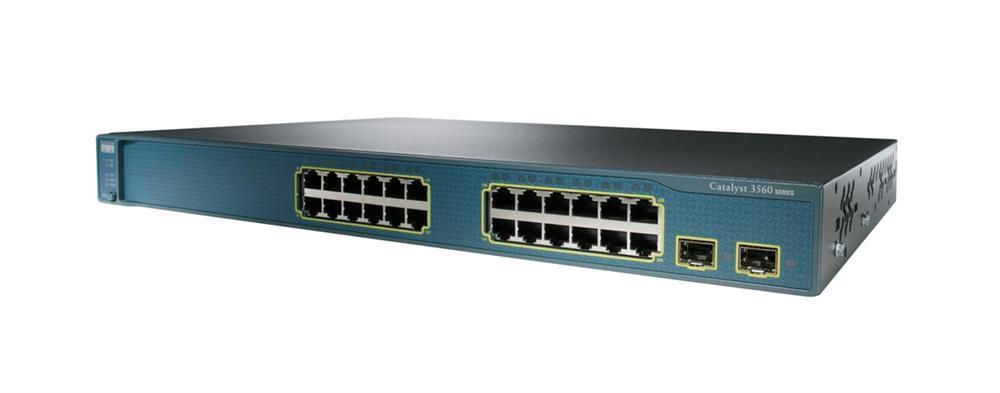 WS-C3560-24TS-S-NOB Cisco Catalyst 3560 24-Ports 10/100Mbps Fast Ethernet 2 x SFP Port Ethernet Switch (Refurbished)