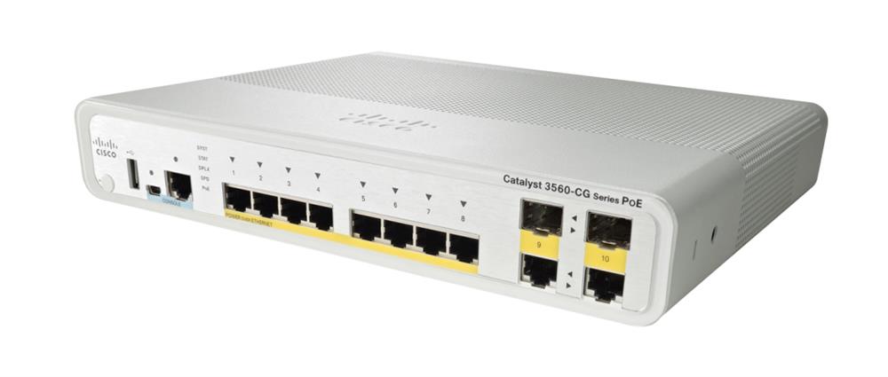 WS-C3560CG-8TC-S-A1 Cisco 10-Ports Manageable 8 x POE 2 x Expansion Slots 10/100/1000Base-T PoE Ports Compact Switch (Refurbished)