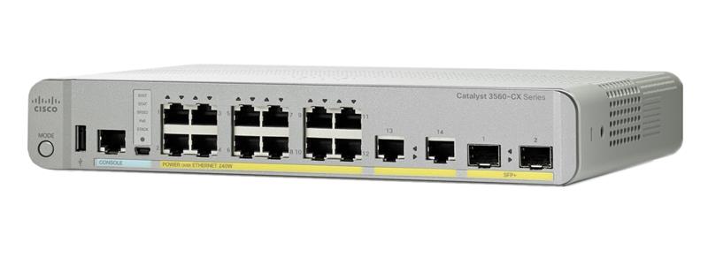 WS-C3560CX-12PD-S Cisco Catalyst 3560-CX Series 10/100/1000 12x Ethernet Ports Switch with 2x 10GE SFP+ and 2x 1GE Copper Uplink Ports (Refurbished)