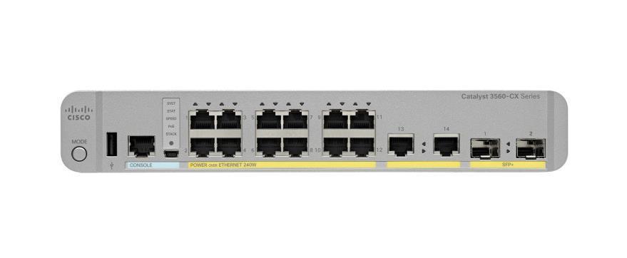 WS-C3560CX-12TC-S Cisco Catalyst 3560-CX Series 10/100/1000 12x Ethernet Ports Switch with 2x 1GE SFP and 2x 1GE Copper Uplink Ports (Refurbished)