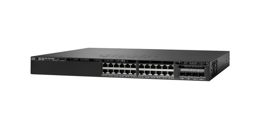 WS-C3650-24TS-L-WS Cisco Catalyst 3650 24-Ports 10/100/1000Base-TRJ-45 Manageable Layer4 Rack-mountable 1U and Desktop Stackable Switch with 4x SFP Ports (Refurbished)