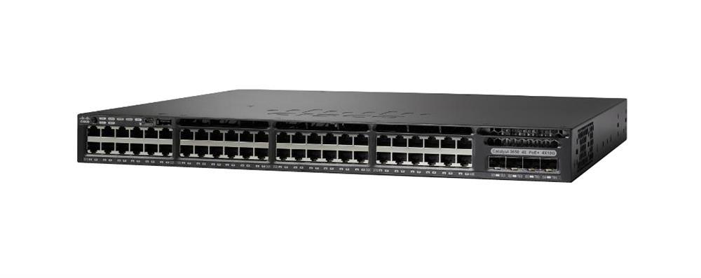 WS-C3650-48FS-L-A1 Cisco Catalyst 3650 48-Ports 10/100/1000Base-T RJ-45 PoE+ Manageable Layer4 Rack-mountable 1U and Desktop Switch with 4x SFP Ports (Refurbished)