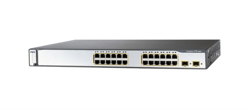 WS-C3750-24PS-E Cisco Catalyst 3750 24-Ports RJ-45 PoE Manageable Rack-mountable Switch with 2x SFP Ports (Refurbished)