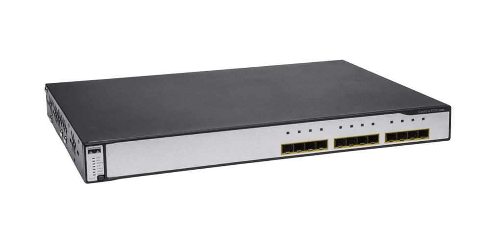 WS-C3750G-12S-S Cisco Catalyst 3750 12-Ports Gigabit SFP Managebale Layer3 Rack Mountable 1U and Stackable Switch (Refurbished)