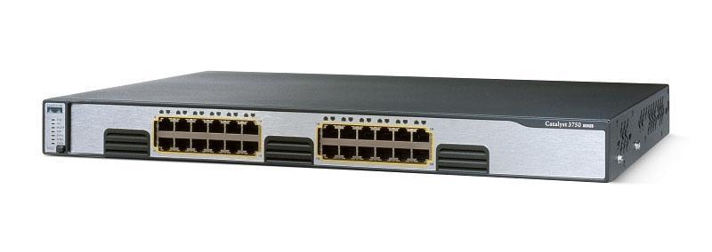 WS-C3750G-24TS-E Cisco Catalyst 3750 24-Ports 10/100/1000T RJ-45 Manageable Layer3 Rack Mountable 1U and Stackable Switch (Refurbished)