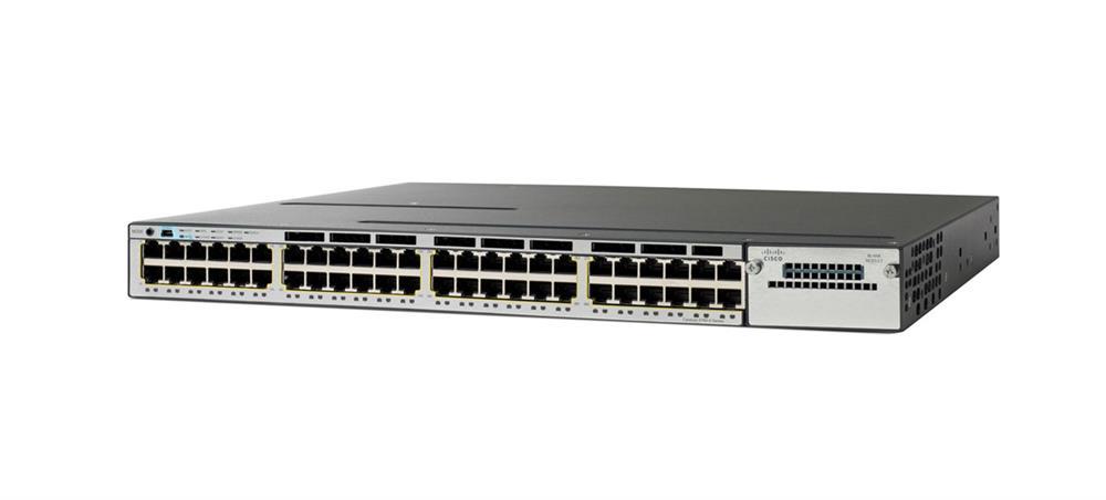 WS-C3850-48F-S-OB Cisco Catalyst C3850-48F 48-Ports 10/100/1000Base-T RJ-45 PoE+ Manageable Layer3 Rack-mountable 1U and Desktop Stackable Switch (Refurbished)
