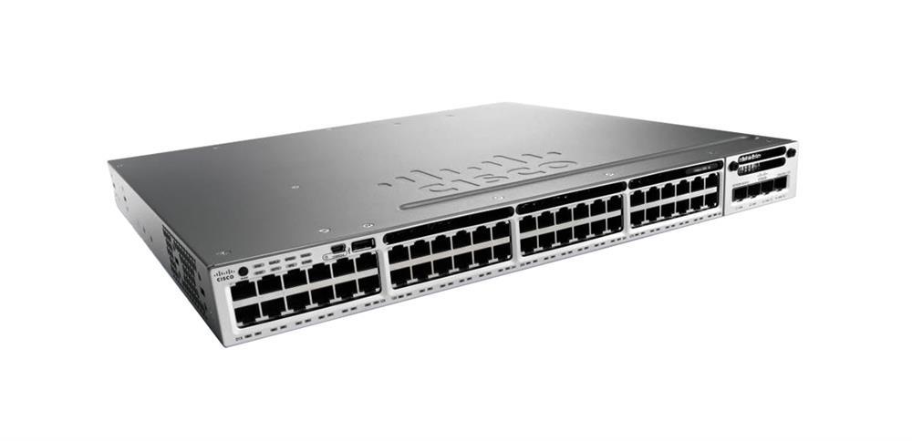 WS-C3850-48T-E Cisco Catalyst 3850 48-Ports 10/100/1000Base-T RJ-45 Manageable Layer3 Rack-mountable 1U and Desktop Stackable Switch with 1x Expansion Slot (Refurbished)