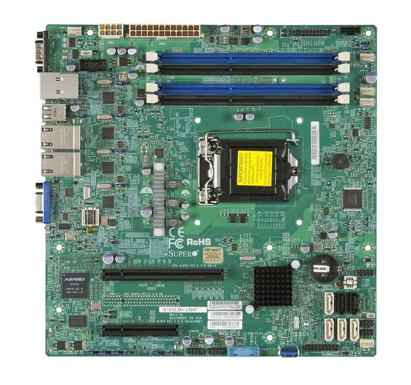 X10SLM+-LN4F-O SuperMicro Intel C224 Express PCH Xeon E3-1200 v3/ 4th Gen Core i3/ Pentium/ Celeron Processors Support Single socket H3 LGA-1150 micro-ATX Server Motherboard (Refurbished)