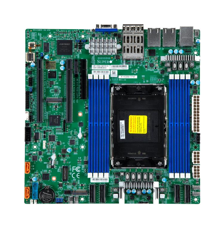 X14SBM-TP4F SuperMicro Socket LGA 4710 System On Chipset Intel Xeon 6700 Series Processors Support DDR5 8x DIMM 2x SATA3 Micro-ATX Server Motherboard (Refurbished)