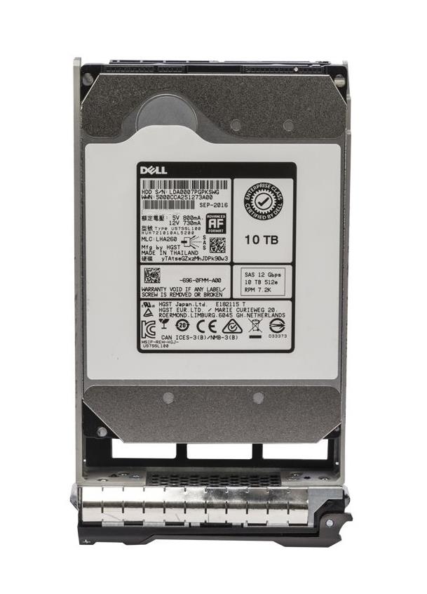 X7HDT Dell 10TB 7200RPM SAS 12Gbps 3.5-inch Internal Hard Drive