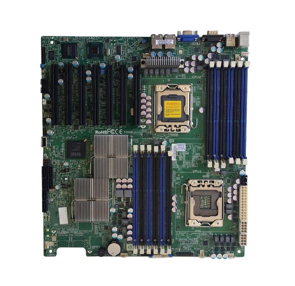 X8DTH-I SuperMicro Dual Socket LGA 1366 Intel Xeon 5520 Chipset Intel Xeon 5600/5500 Series Processors Support DDR3 12x DIMM 6x SATA2 3.0Gb/s Extended-ATX Server Motherboard (Refurbished)