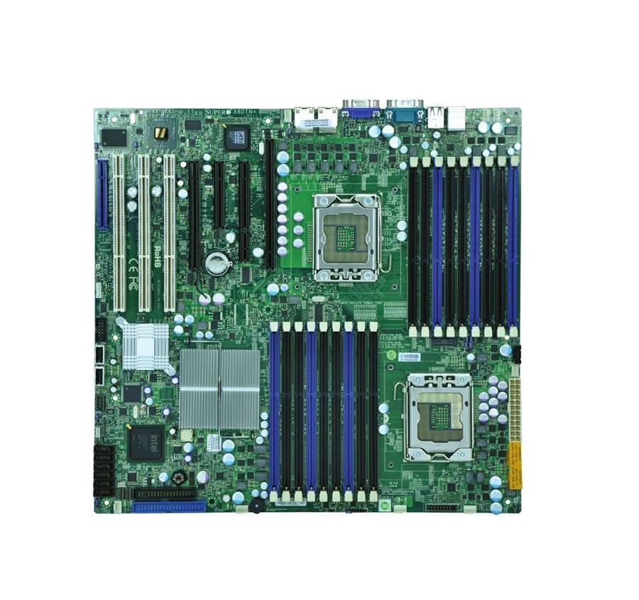 X8DTN+ SuperMicro Dual Socket LGA 1366 Intel 5520 Chipset Intel Xeon 5600/5500 Series Processors Support DDR3 18x DIMM 6x SATA2 3.0Gb/s Enhanced Extended ATX Server Motherboard (Refurbished)