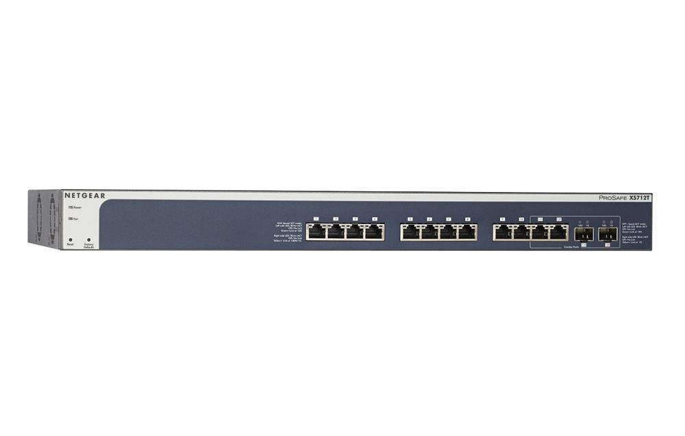 XS712T-100NES NetGear ProSafe XS712T 12-Ports RJ-45 10 Gigabit Smart Switch with 2x Copper SFP+ Combo Ports (Refurbished)