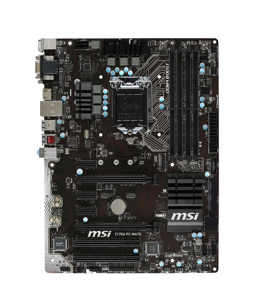 Z170APCMATE MSI Z170A PC Mate Intel Z170 Chipset Socket LGA1151 ATX Motherboard (Refurbished)