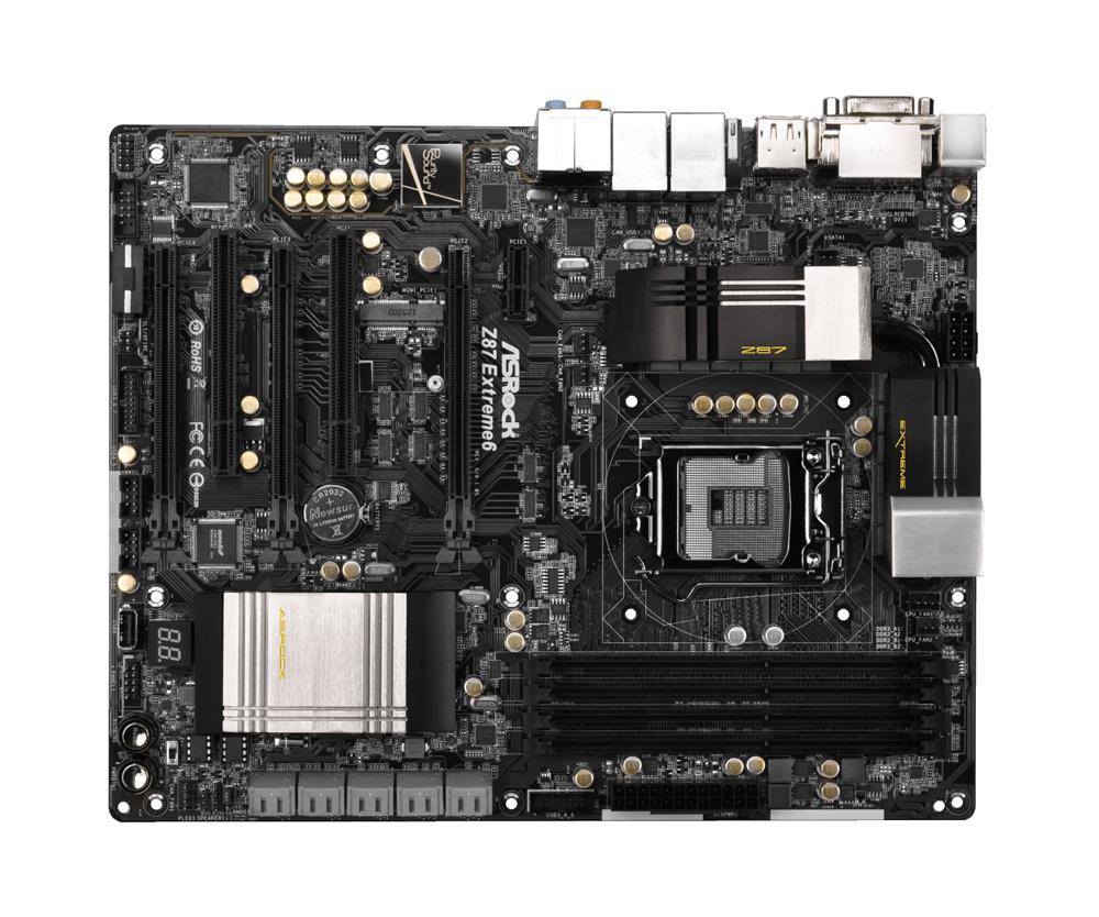 Z87EXTREME6 ASRock Z87 Extreme6 Socket LGA 1150 Intel Z87 Chipset New 4th/4th Generation Core i7 / i5 / i3 / Pentium / Celeron / Xeon Processors Support DDR3 4x DIMM 6x SATA3 6.0Gb/s ATX Motherboard (Refurbished)