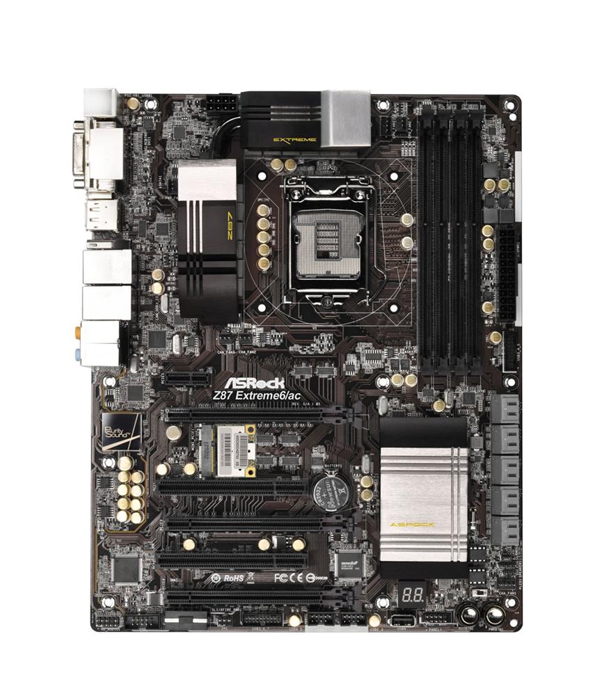 Z87EXTREME6AC ASRock Z87 Extreme6/ac Socket LGA 1150 Intel Z87 Chipset New 4th/4th Generation Core i7 / i5 / i3 / Pentium / Celeron / Xeon Processors Support DDR3 4x DIMM 6x SATA3 6.0Gb/s ATX Motherboard (Refurbished)