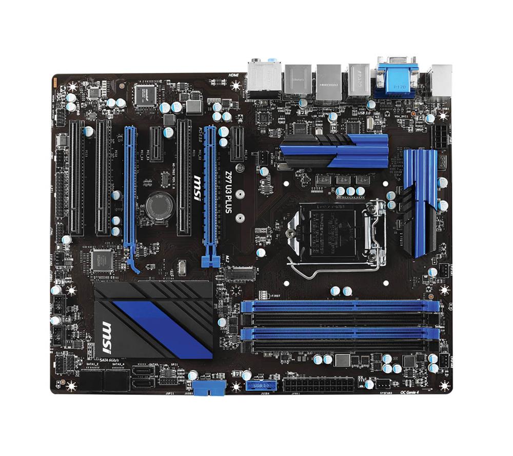 Z97 U3 PLUS MSI Socket LGA 1150 Intel Z97 Chipset 4th/5th Generation Core i7 / i5 / i3 / Pentium / Celeron Processors Support DDR3 4x DIMM 6x SATA 6.0Gb/s ATX Motherboard (Refurbished)