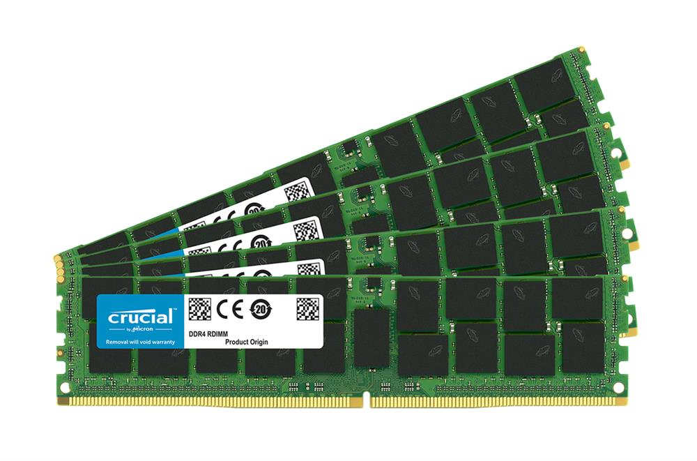 CT4K32G4RFD4213 Crucial 128GB Kit (4 X 32GB) PC4-17000 DDR4-2133MHz ECC Registered CL15 288-Pin DIMM 1.2V Dual Rank Memory