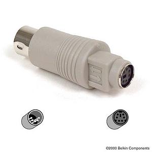 F2N018 Belkin Pro Series PS/2 to AT Adapter 1 Pack 1 x Mini-DIN (PS/2) Female 1 x DIN Male Gray
