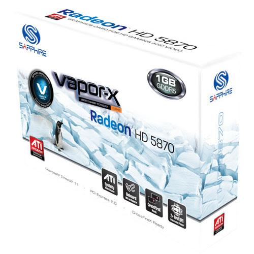 100281VX-2SR Sapphire Vapor-X HD 5870 1GB 256-Bit GDDR5 PCI Express 2.0 x16 Dual-Link DVI/ HDCP Ready/ CrossFireX Support Video Graphics Card with Eyefinity