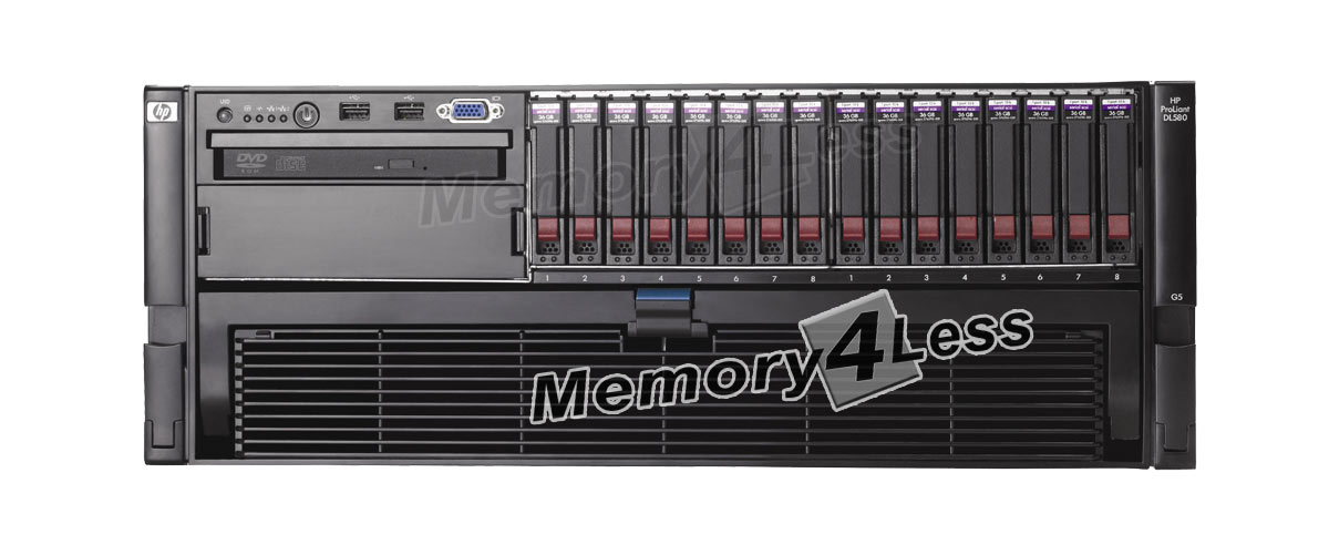 487364R-001 HP ProLiant DL580 G5 Rack Server High Performance 4 x Xeon E7440 2.4GHz Quad-Core Processor (4P) 8GB PC2-5300 FBD Memory No Hard Drive Slimline DVD Smart Array P400i/512MB BBWC Controller 2 x NC373i Multifunction Gigabit Ethernet Adapter Integrated Lights-Out 2 Management Processor (Refurbished)