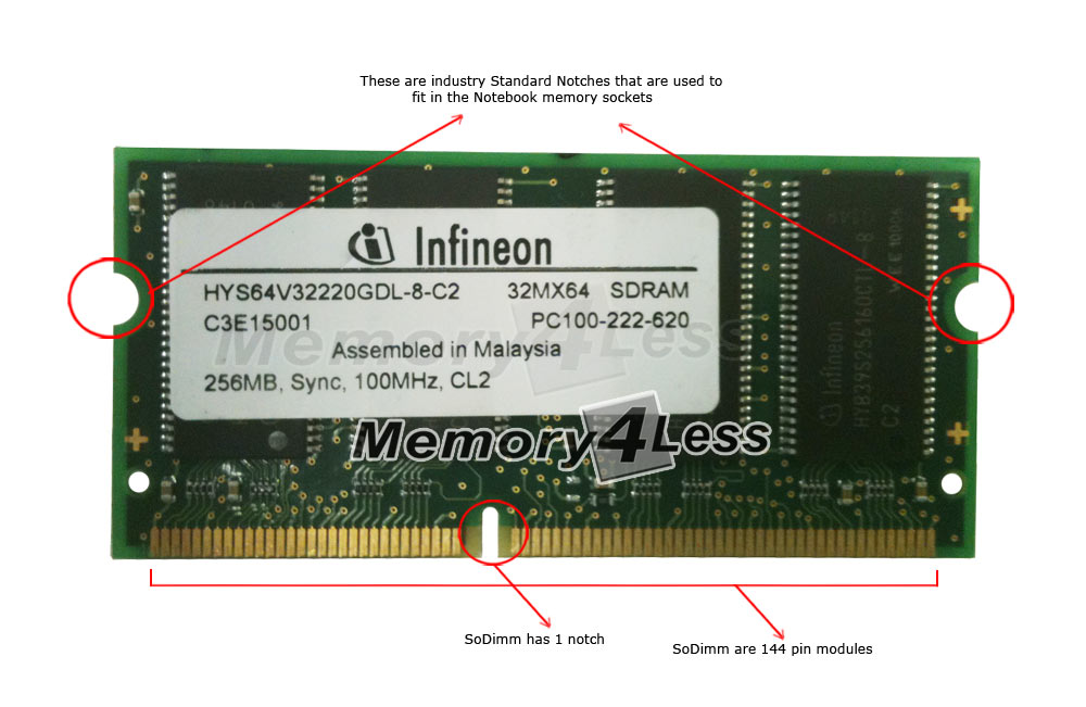 3DDLA25679399 3D Memory 256MB PC100 100MHz 144-Pin SoDimm Memory Module for Latitude C800 P/N (compatible with A25679399, 0BG111, A19780591, A38532707, A38580523)