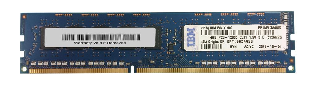 00D4955 IBM 4GB PC3-12800 DDR3-1600MHz ECC Unbuffered CL11 240-Pin DIMM Dual Rank Memory Module