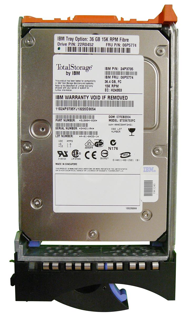 06P5774 IBM 36.4GB 15000RPM Fibre Channel 2Gbps Hot Swap 3.5-inch Internal Hard Drive for EXP700
