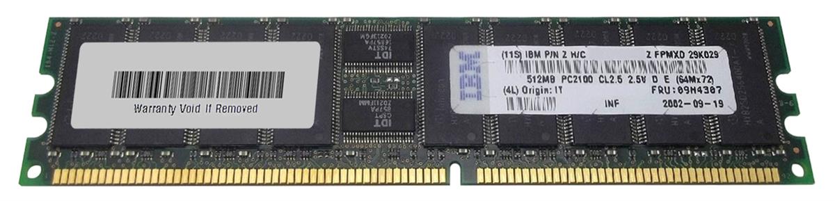 09N4307 IBM 512MB PC2100 DDR-266MHz Registered ECC CL2.5 184-Pin DIMM 2.5V Memory Module