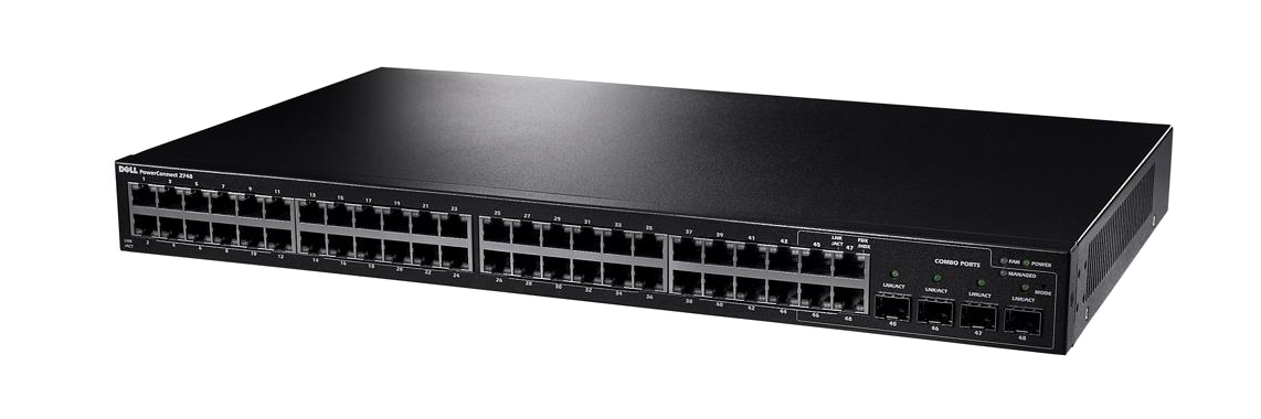 0XP166 Dell PowerConnect 2748 48-Ports 10Base-T/100Base-TX/1000Base-T Gigabit Ethernet Managed Switch with 4x (mini-GBIC) SFP Ports (Refurbished)