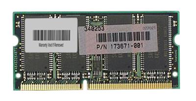 173671-001 Compaq 256MB PC133 133MHz non-ECC Unbuffered CL3 144-Pin SoDimm Memory Module for EVO N600C / N610C / N410C / N180 Notebook PCs
