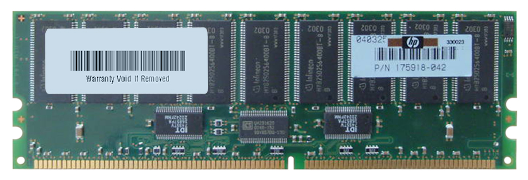 175918-042 HP 512MB PC1600 DDR-200MHz Registered ECC CL2 184-Pin DIMM 2.5V Memory Module