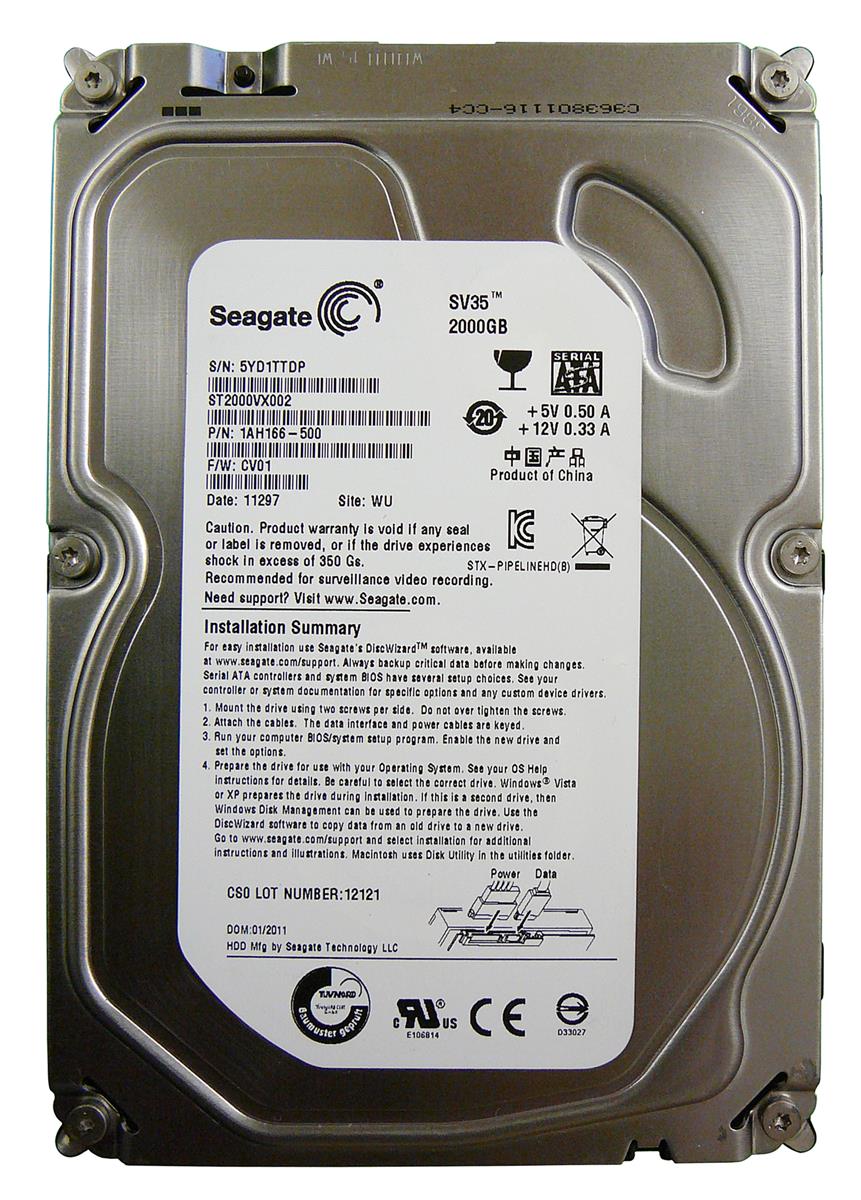 1AH166-500 Seagate SV35 Series 2TB 5900RPM SATA 6Gbps 64MB Cache 3.5-inch Internal Hard Drive