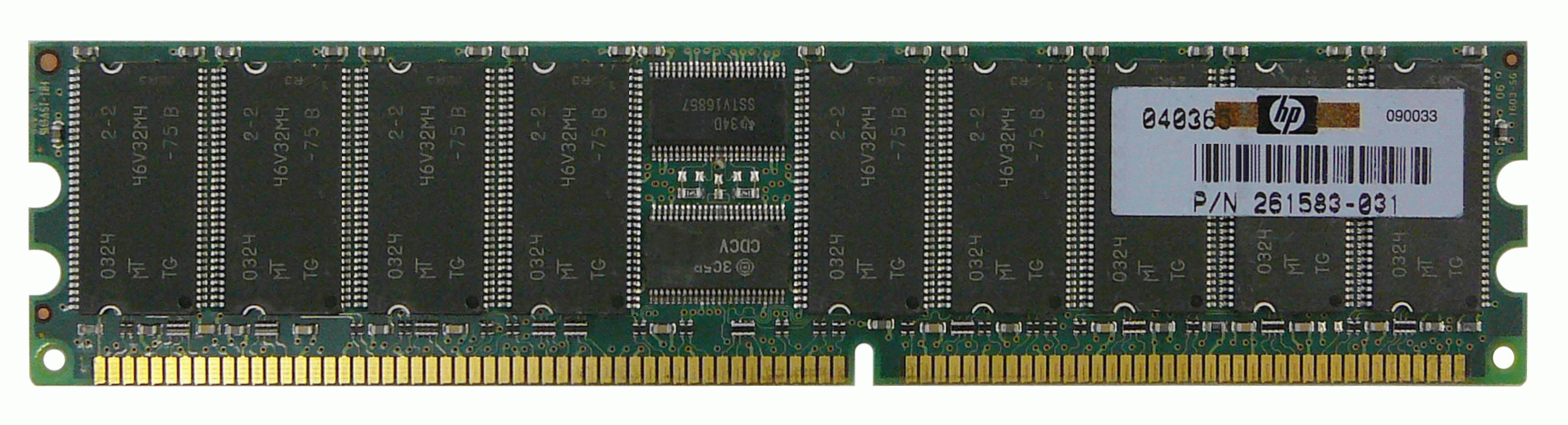 261583-031 HP 256MB PC2100 DDR-266MHz Registered ECC CL2.5 184-Pin DIMM 2.5V Memory Module