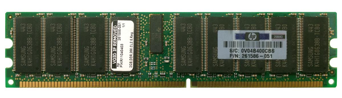 261586-051 HP 2GB PC2100 DDR-266MHz Registered ECC CL2.5 184-Pin DIMM 2.5V Memory Module for ProLiant DL380 / DL360 / ML370 / ML350 G3 Server