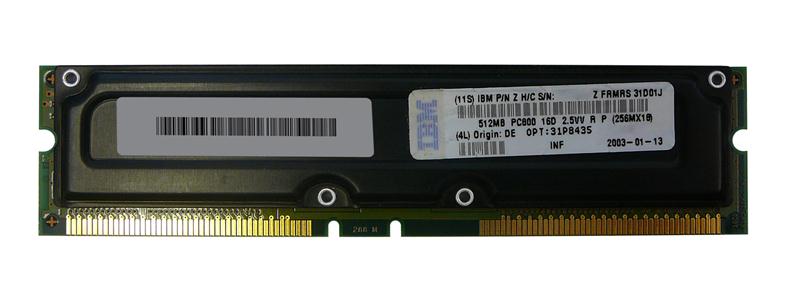 31P8435 IBM 512MB PC800-40 800MHz 16D ECC 184-Pin RDRAM RIMM Memory Module