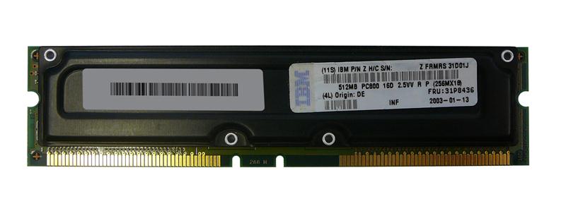 31P8436 IBM 512MB PC800 800MHz 16D ECC RDRAM RIMM Memory