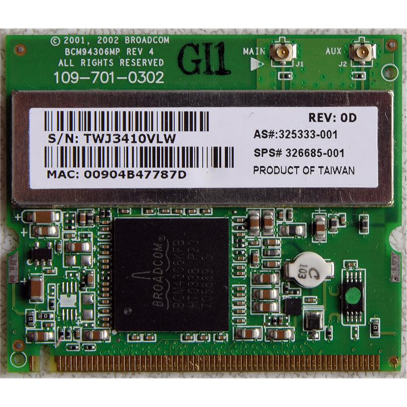 325333-001 HP Mini PCI 54G 802.11b/g High Speed Wireless LAN (WLAN) Network Interface Card
