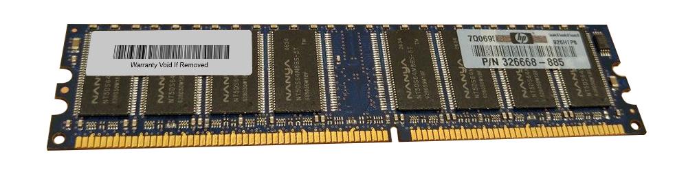 326668-885 HP 512MB PC3200 DDR-400MHz non-ECC Unbuffered CL3 184-Pin DIMM Memory Module