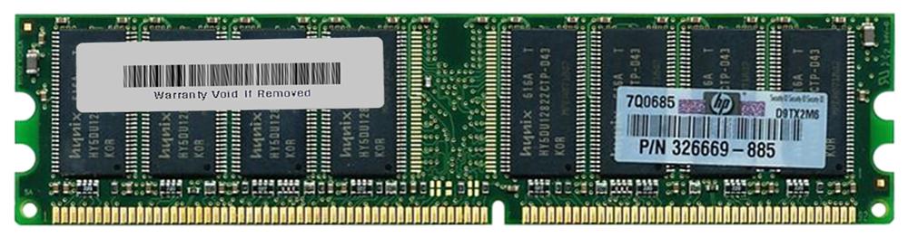 326669-885 HP 1GB PC3200 DDR-400MHz non-ECC Unbuffered CL3 184-Pin DIMM Memory Module