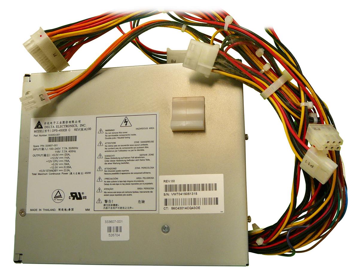 333053-001 HP 450-Watts 100-250V AC Power Supply with Active PFC for XW8000 WorkStations