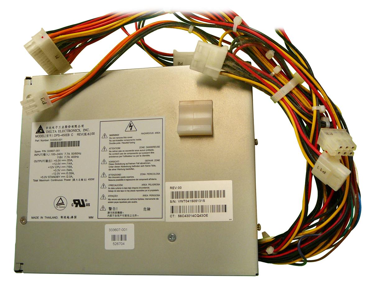 333607-001 HP 450-Watts 100-250V AC Power Supply with Active PFC for XW8000 WorkStations