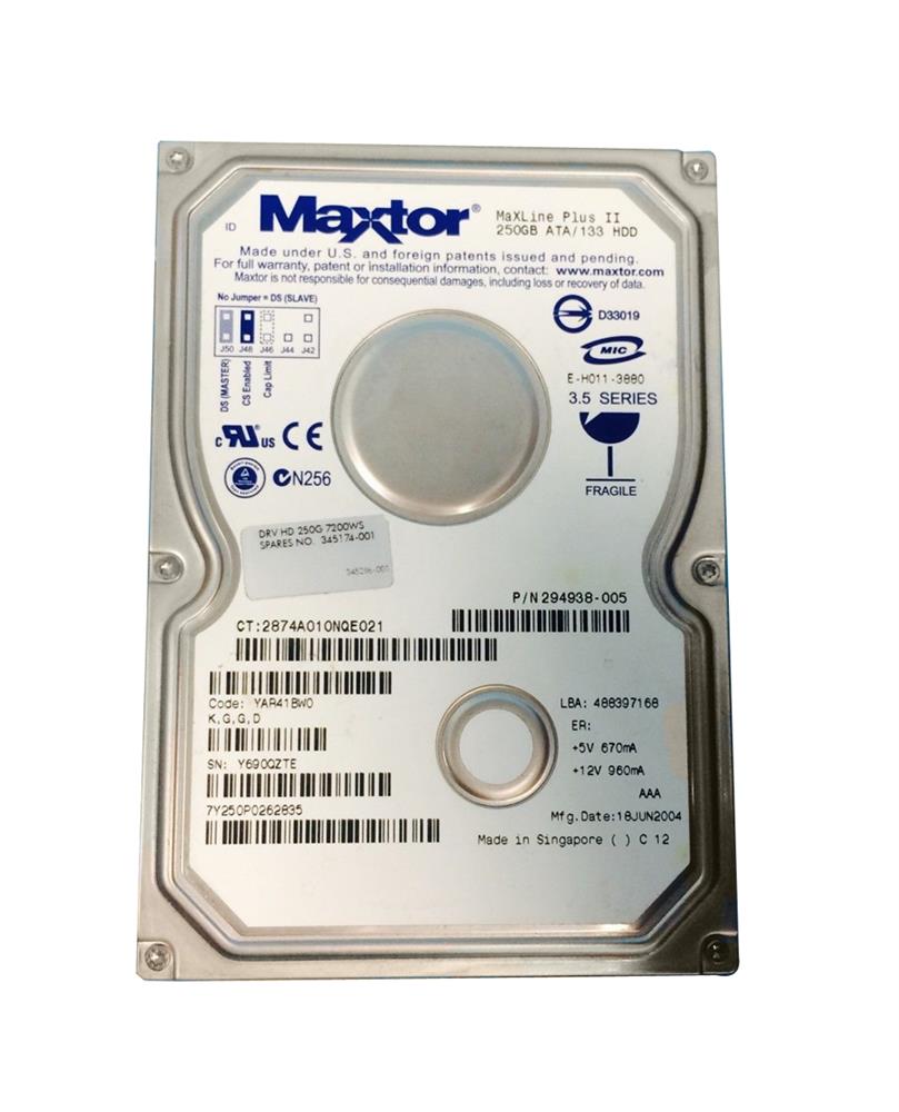 345174-001 HP 250GB 7200RPM ATA-133 3.5-inch Internal Hard Drive