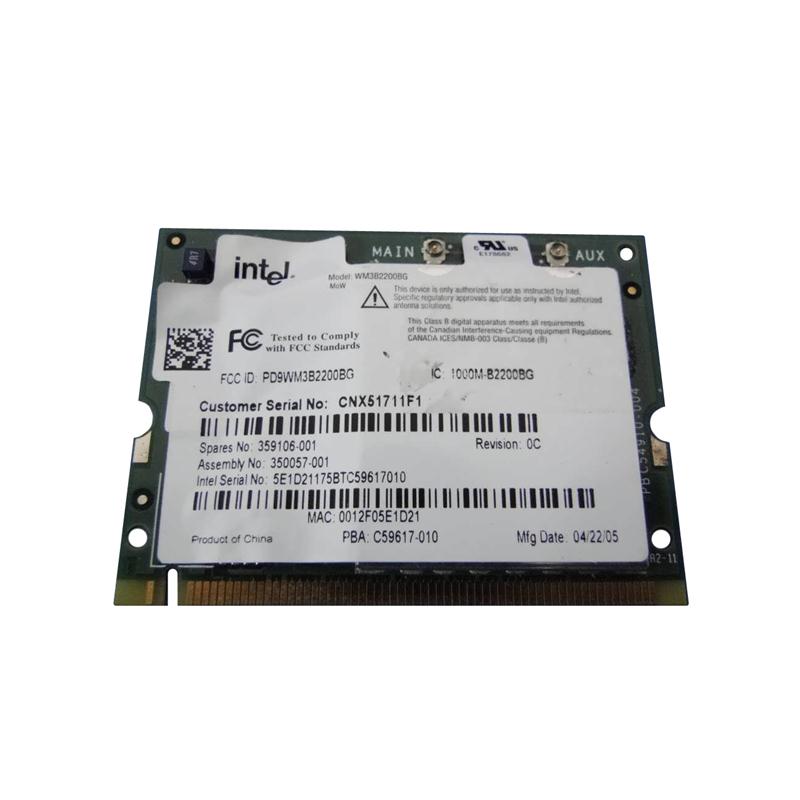 350057R-001 HP Mini PCI IEEE 11MBps 802.11b/g Wireless LAN (WLAN) Network Interface Card