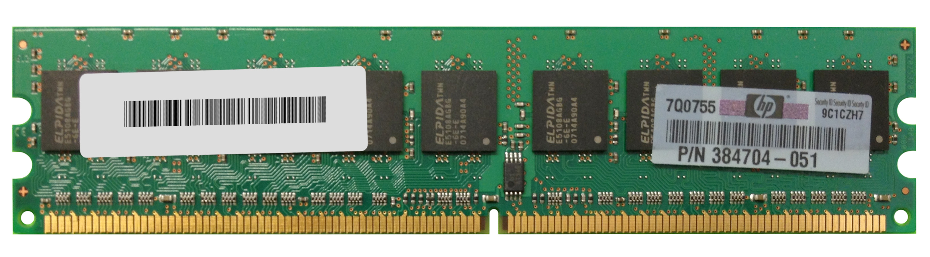 384704-051 HP 512MB PC2-5300 DDR2-667MHz ECC Unbuffered CL5 240-Pin DIMM Single Rank Memory Module