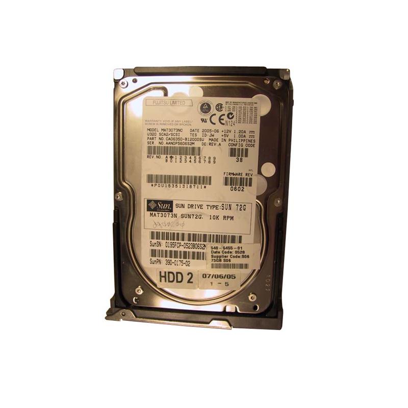 390-0175 Sun 73GB 10000RPM Ultra-320 SCSI 80-Pin 8MB Cache 3.5-inch Internal Hard Drive with Bracket