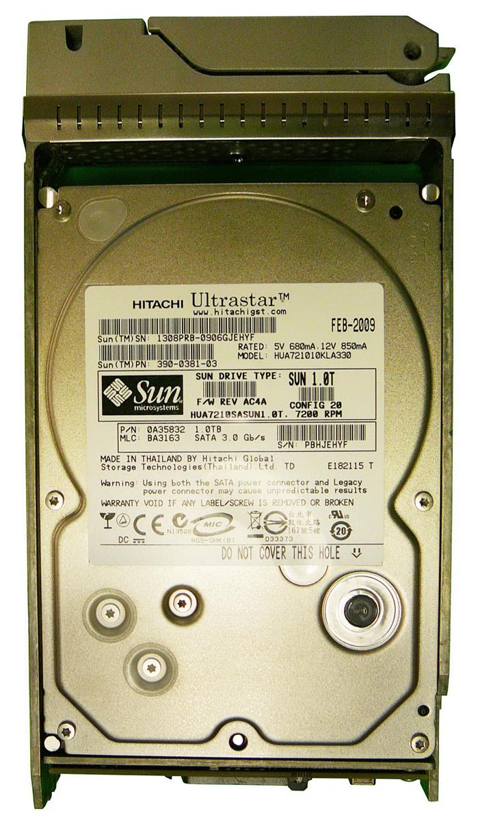 390-0381-04 Sun 1TB 7200RPM SATA 3Gbps 32MB Cache 3.5-inch Internal Hard Drive